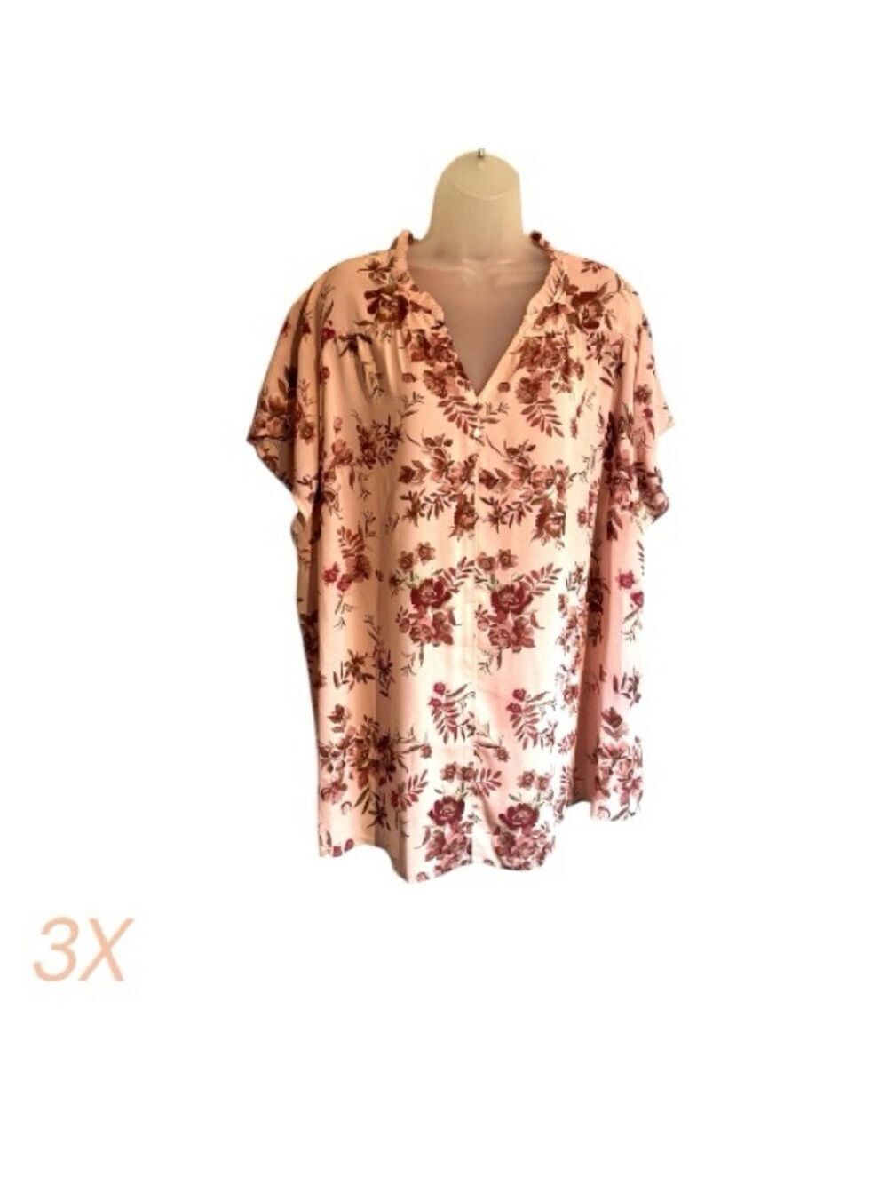 croft & barrow Pink Floral V-Neck Blouse